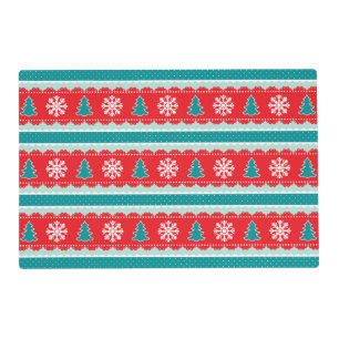 Modern Christmas Holiday Trees Snowflakes Pattern Placemat