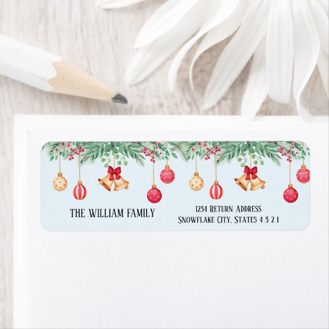 Modern Christmas Holly And Red Berries Label (Insitu)