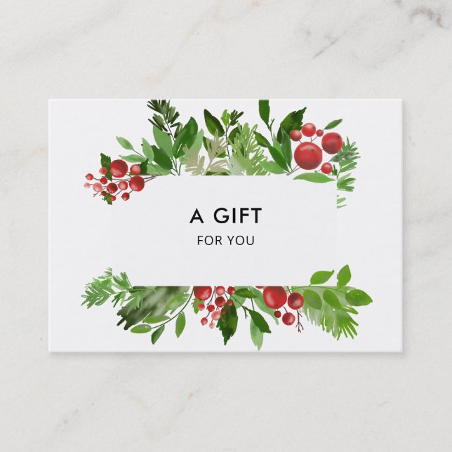 Modern Christmas Holly Red Berry Gift Certificate (Front)