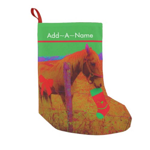 Modern Christmas Horse red bow Horse colorful Small Christmas Stocking