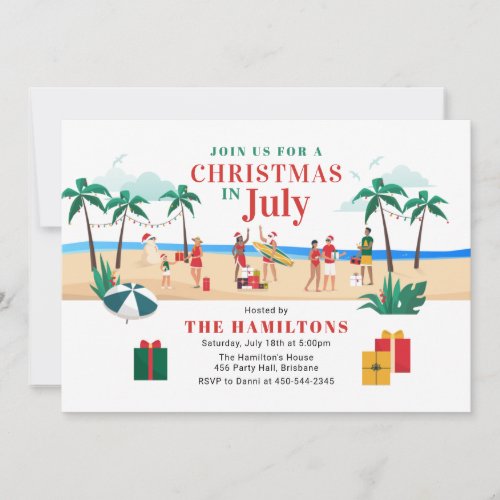 Modern Christmas in July Party Fun  Invitation