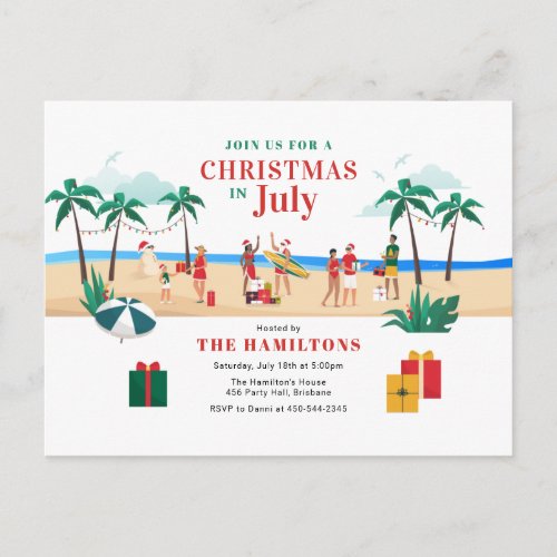 Modern Christmas in July Party Postcard