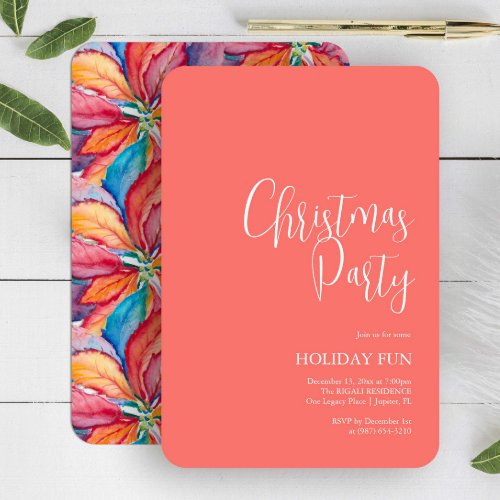 Modern Christmas Invitations Orange Watercolor