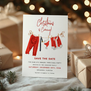 Modern 'Christmas is Coming' Santa Claus Save The Date