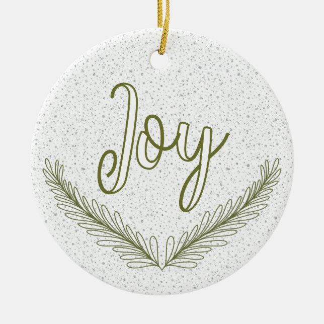 Modern Christmas Joy Custom Family Photo Holiday Ceramic Ornament (Front)