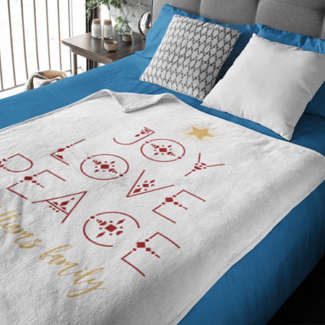 Modern Christmas Joy Love Peace Sherpa Blanket (Creator Uploaded)