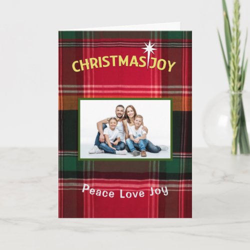 Modern Christmas Joy Peace Love Family Photo  Card