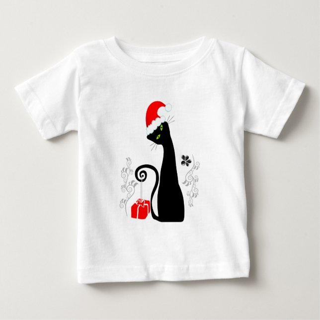 Modern Christmas Kitty Baby T-Shirt (Front)