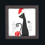 Modern Christmas Kitty Gift Box<br><div class="desc">Modern Christmas Kitty wearing Santa Hat</div>