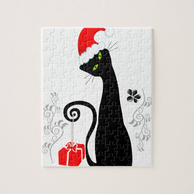 Modern Christmas Kitty Jigsaw Puzzle (Vertical)