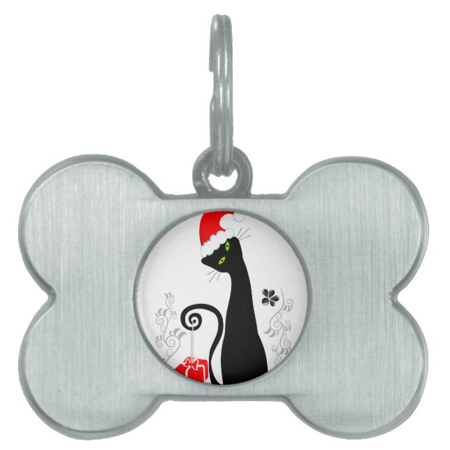 Modern Christmas Kitty Pet ID Tag (Front)