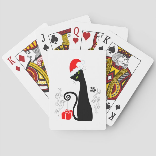 Modern Christmas Kitty Poker Cards (Back)