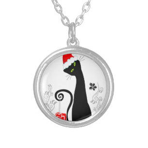 Modern Christmas Kitty Silver Plated Necklace