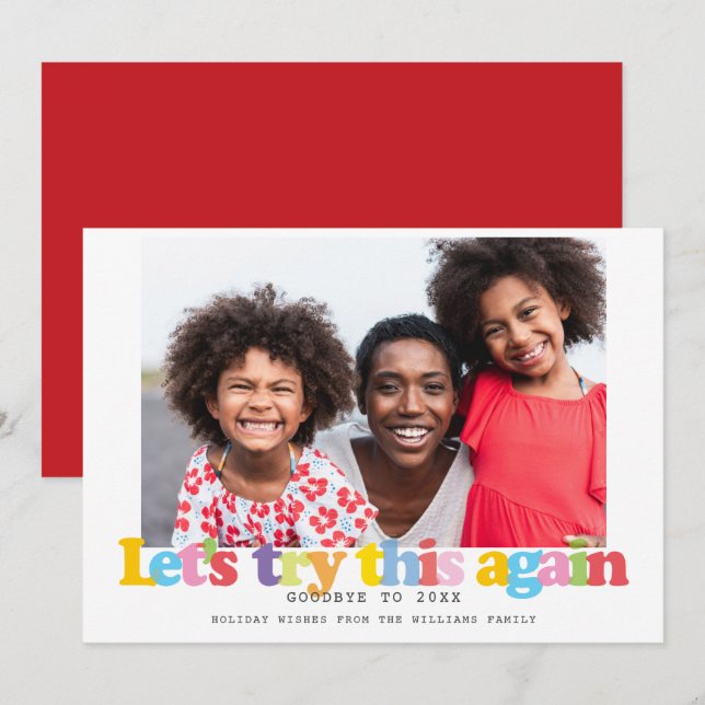 Modern Christmas Lets Try This Again Photo Holiday Card (Front/Back)