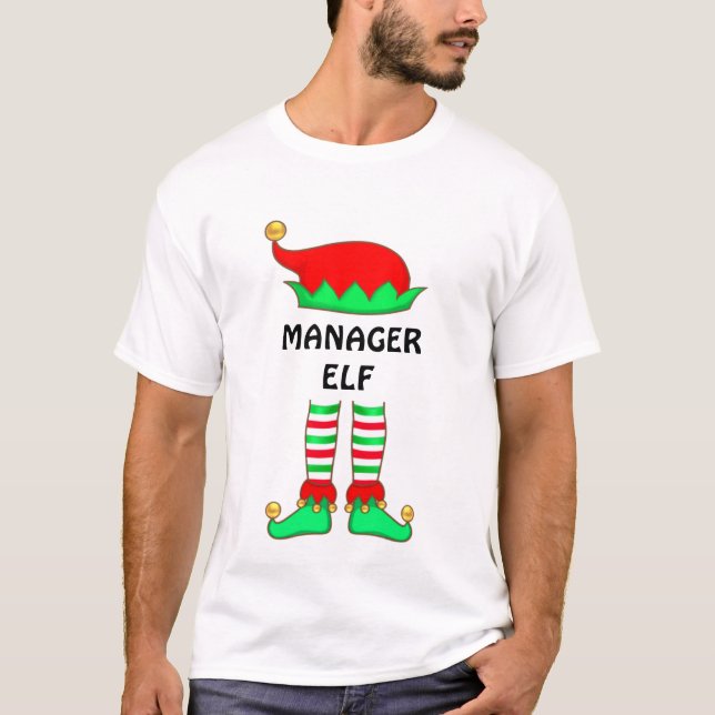 Modern Christmas Manager Elf T-Shirt (Front)