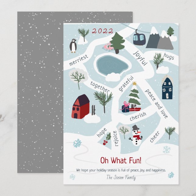 Modern Christmas map story telling illustrations Holiday Card (Front/Back)