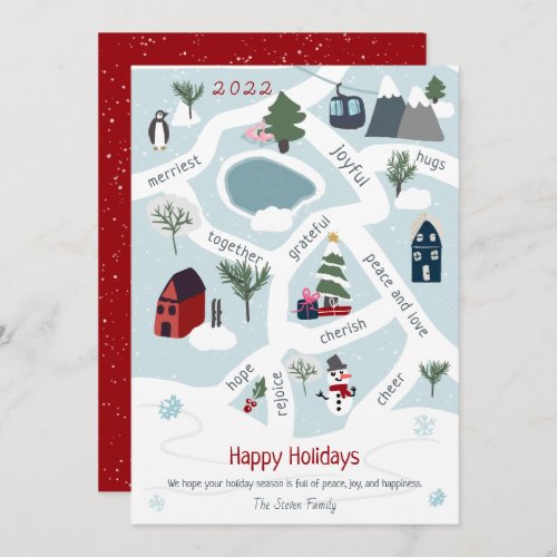 Modern Christmas map story telling illustrations Holiday Card