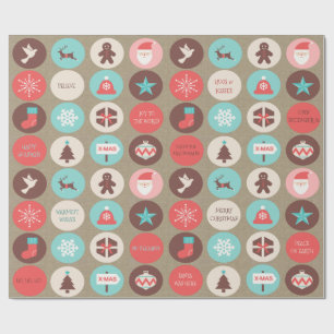 Modern Christmas Medallions Custom Text Wrapping Paper