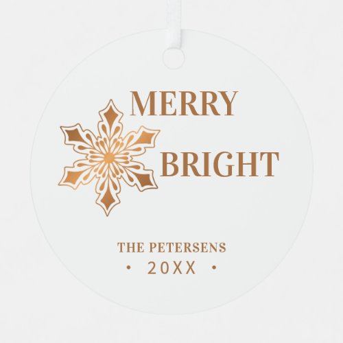 Modern Christmas Merry and Bright family photo Metal Ornament