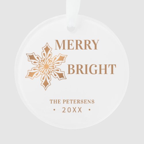Modern Christmas Merry and Bright family photo Ornament