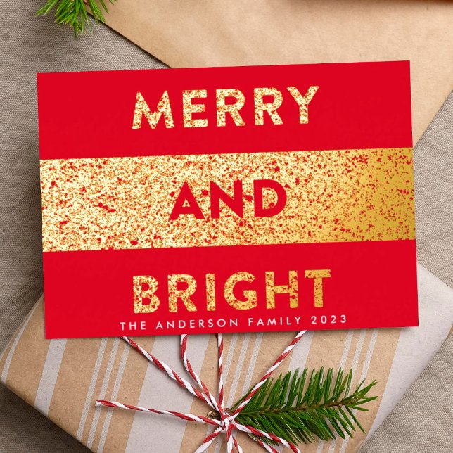 Modern Christmas Merry and Bright Foil Holiday Card (Creator Uploaded)