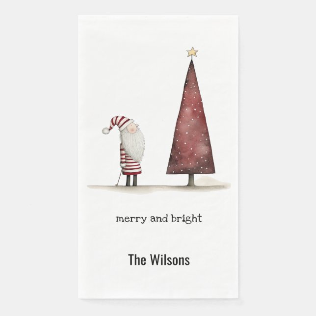 Modern Christmas Merry and Bright Winter Paper Guest Towels (Front)
