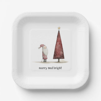 Modern Christmas Merry and Bright Winter Paper Plates