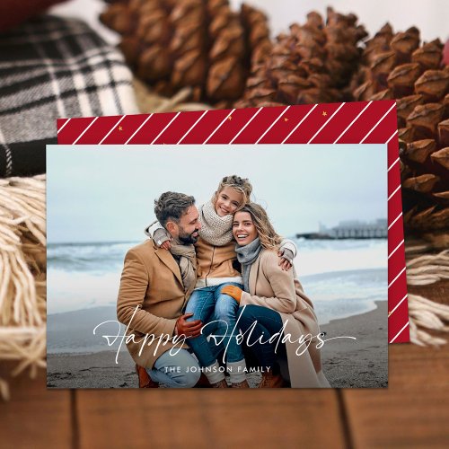 Modern Christmas Minimal Script Happy Holidays Holiday Card