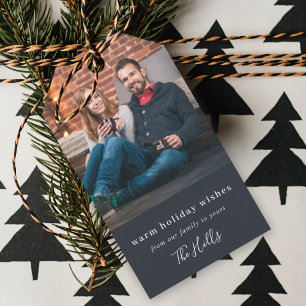 Modern Christmas Minimal Stylish Couple Photo Gift Tags