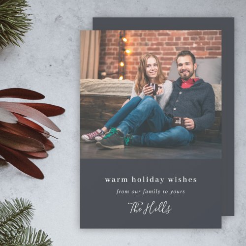 Modern Christmas  Minimal Stylish Couple Photo Holiday Card