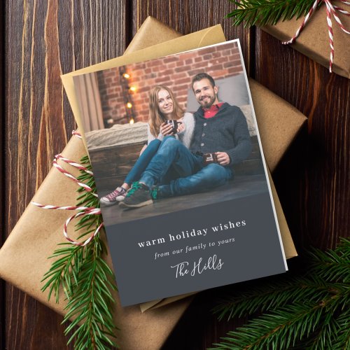 Modern Christmas  Minimal Stylish Couple Photo Holiday Card