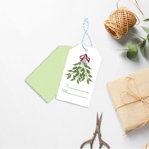 Modern Christmas Minimalist Mistletoe To From  Gift Tags