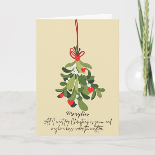 Modern Christmas Mistletoe Folded Holiday Card