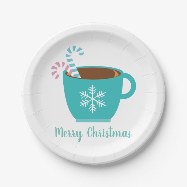 Modern Christmas Mug Customizable Paper Plates (Front)