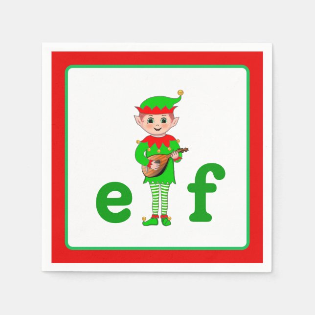Modern Christmas Musical Elf  Napkins (Front)