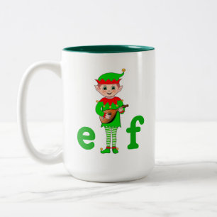 Modern Christmas Musical Elf Two-Tone Coffee Mug