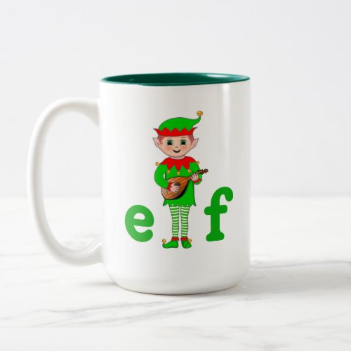 Modern Christmas Musical Elf  Two_Tone Coffee Mug