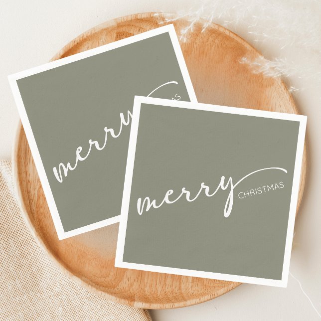 Modern Christmas Napkins (Modern Merry Christmas Holiday Napkin)