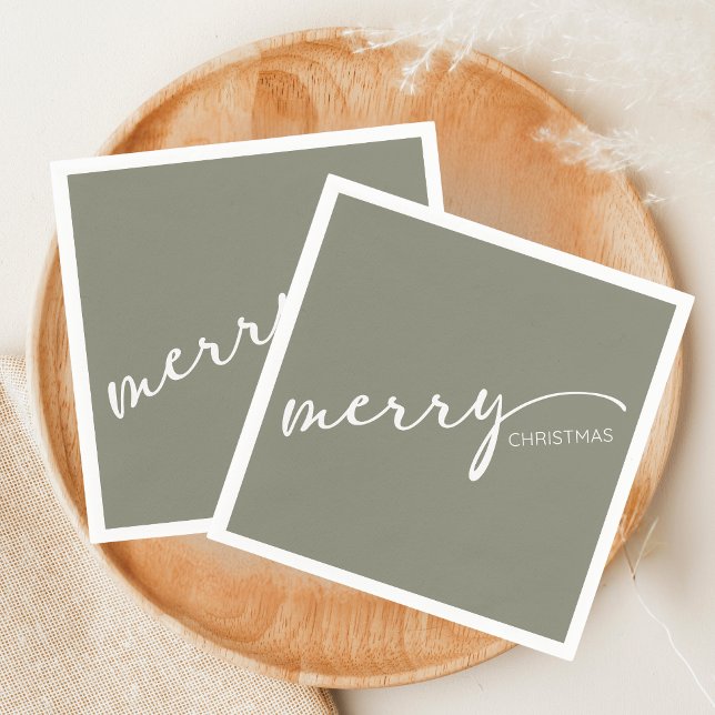 Modern Christmas Napkins (Modern Merry Christmas Holiday Napkin)