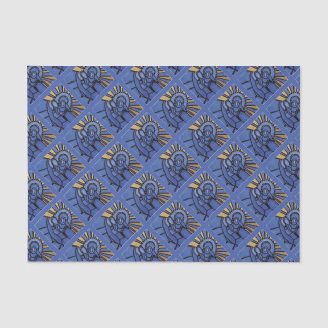 Modern Christmas Nativity Jesus Mary Joseph Blue Tissue Paper (Front)