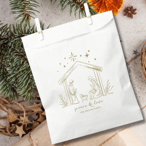 Modern Christmas Nativity peace love religious Favor Bag