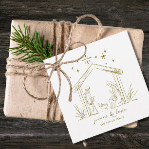 Modern Christmas Nativity peace love religious Favor Tags