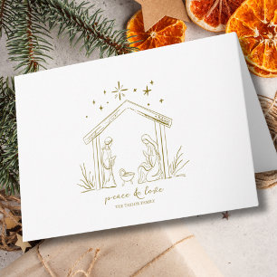 Modern Christmas Nativity peace love religious Holiday Card