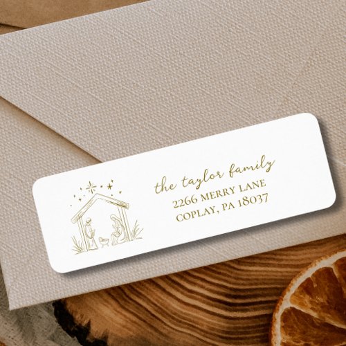Modern Christmas Nativity peace love religious  Label