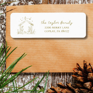 Modern Christmas Nativity peace love religious Label