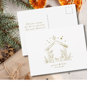 Modern Christmas Nativity peace love religious  Postcard