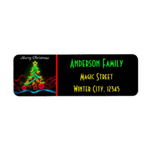 Modern Christmas Neon Holiday Collection Label