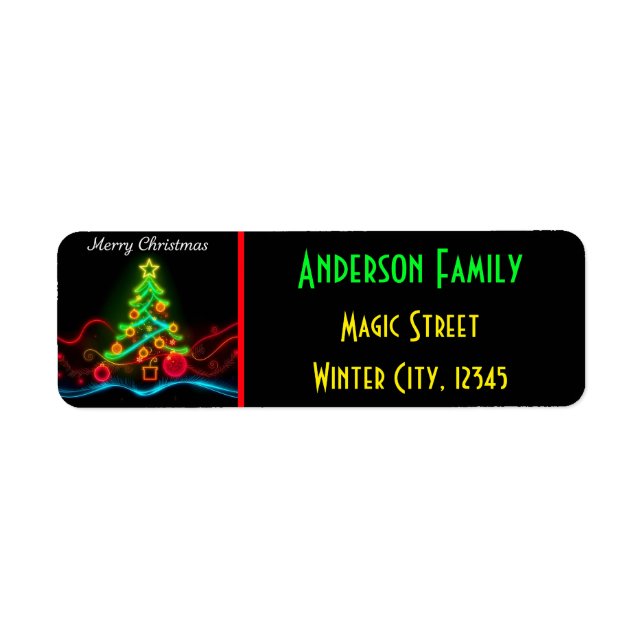 Modern Christmas Neon Holiday Collection Label (Front)