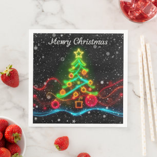 Modern Christmas Neon Holiday Collection Paper Dinner Napkins