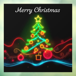 Modern Christmas Neon Holiday Collection Window Cling